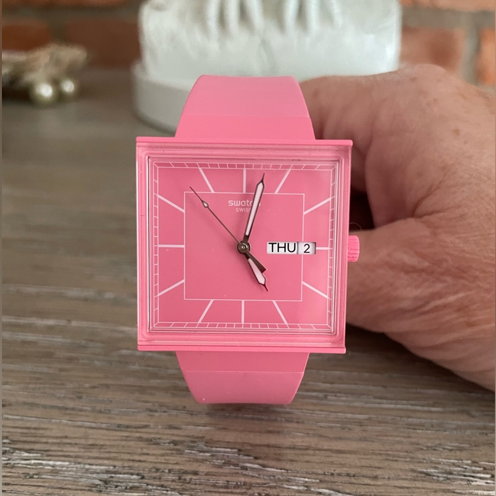 Swatch Pink Square Women's Watch